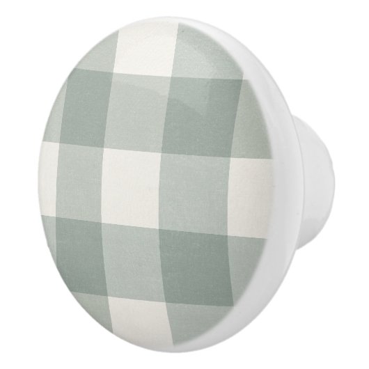 Gingham controleert plaid licht salie groen keramische knop (Rechts)