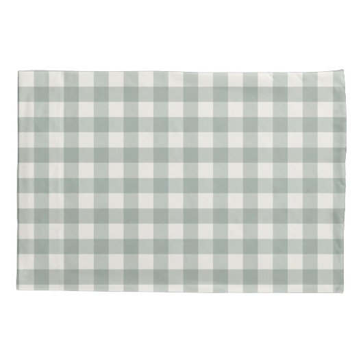 Gingham controleert plaid licht salie groen kussensloop (Achterkant)