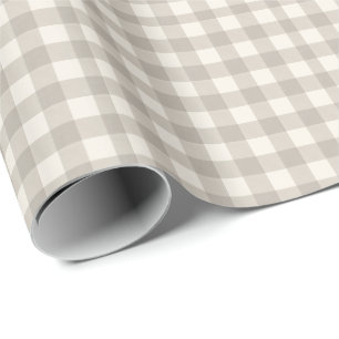 Gingham controleert plaid neutraal beige cadeaupapier