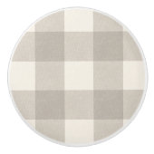 Gingham controleert plaid neutraal beige keramische knop (Voorkant)