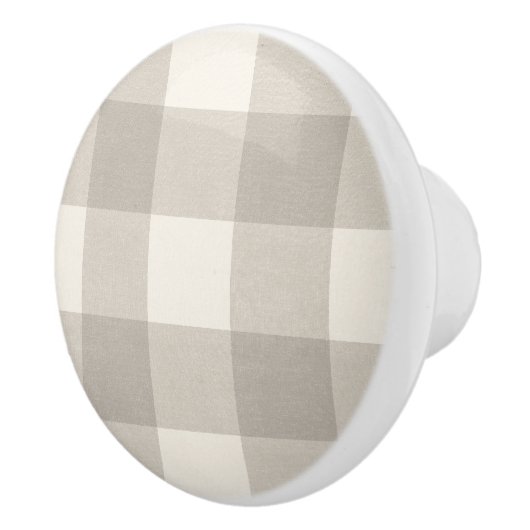 Gingham controleert plaid neutraal beige keramische knop (Rechts)