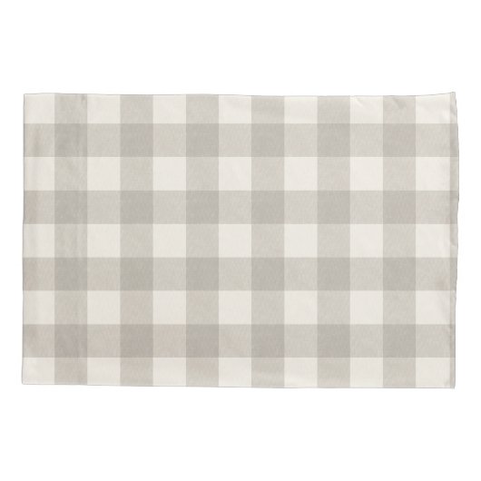 Gingham controleert plaid neutraal beige kussensloop (Achterkant)