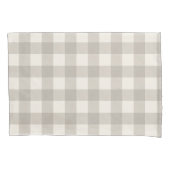 Gingham controleert plaid neutraal beige kussensloop (Voorkant)