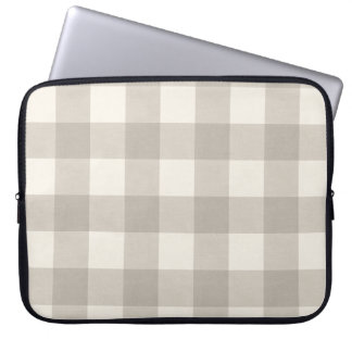 Gingham controleert plaid neutraal beige laptop sleeve