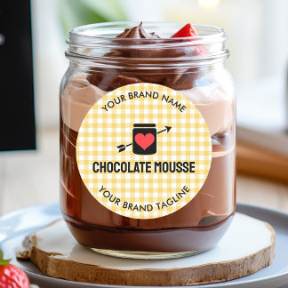 Gingham controleert Yellow Pattern Jar Label Busin