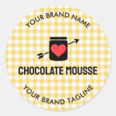 Gingham controleert Yellow Pattern Jar Label Busin (Voorkant)