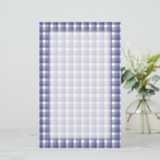 Gingham-controlepatroon. Blauw, grijs, wit. Briefpapier (Staand voorkant)