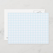 Gingham-controlepatroon. Bleek blauw en wit. Briefkaart (Voorkant / Achterkant)