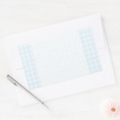 Gingham-controlepatroon. Bleek blauw en wit. Rechthoekige Sticker (Envelop)