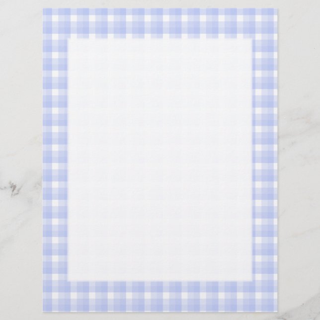 Gingham-controlepatroon. Licht blauw en wit. (Voorkant)