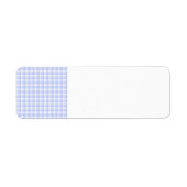Gingham-controlepatroon. Licht blauw en wit. Etiket (Voorkant)