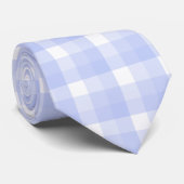 Gingham-controlepatroon. Licht blauw en wit. Stropdas (Opgerold)