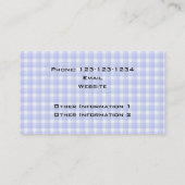 Gingham-controlepatroon. Licht blauw en wit. Visitekaartje (Achterkant)