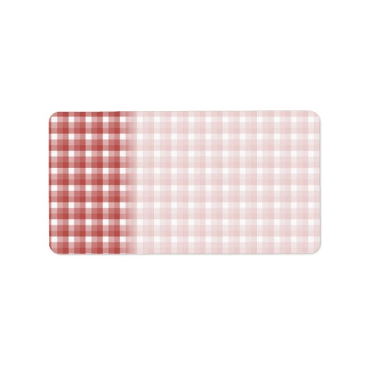 Gingham-controlepatroon. Red en White. Etiket (Voorkant)