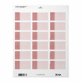Gingham-controlepatroon. Red en White. Etiket (Full Sheet)
