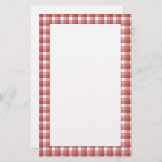 Gingham-controlepatroon. Rood en wit. Briefpapier (Voorkant / Achterkant)