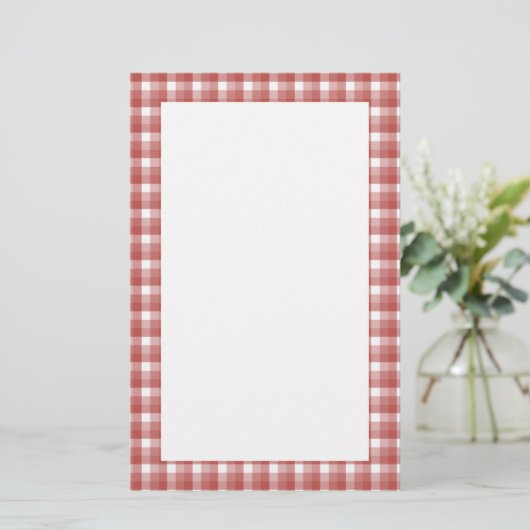 Gingham-controlepatroon. Rood en wit. Briefpapier (Staand voorkant)