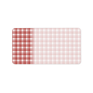 Gingham-controlepatroon. Rood en wit. Etiket