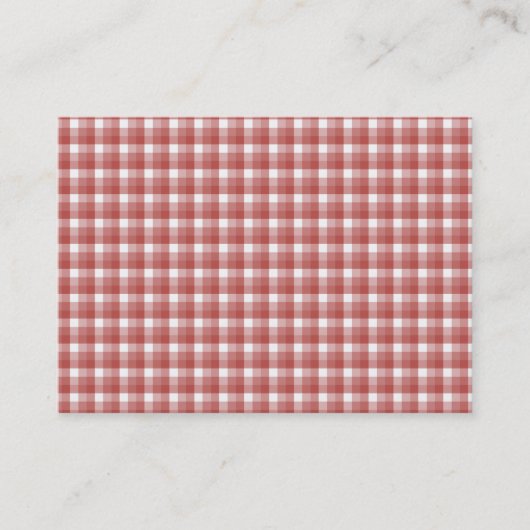 Gingham-controlepatroon. Rood en wit. Visitekaartje (Voorkant)