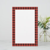 Gingham-controlepatroon. Rood en zwart Briefpapier (Staand voorkant)