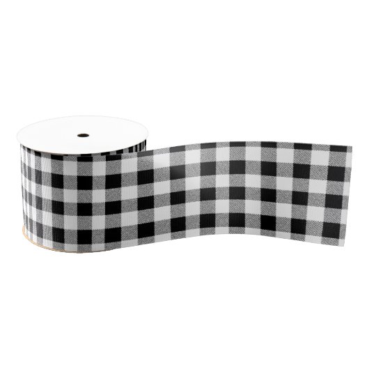 Gingham controlepatroon zwart-wit grosgrain lint (Spoel)