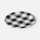 Gingham controlepatroon zwart-wit papieren bordje (Gekanteld)