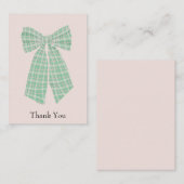  Gingham Coquette Bow Blush Dank u Notitiekaartje (Voorkant / Achterkant)