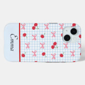Gingham Coquette Bow Cherry iPhone Case (Achterkant (horizontaal))