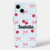 Gingham Coquette Bow Cherry iPhone Case (Achterkant)