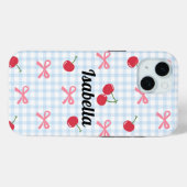 Gingham Coquette Bow Cherry iPhone Case (Achterkant (horizontaal))
