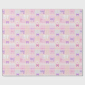 Gingham Coquette Bows Baby shower Meisjes Verjaard Cadeaupapier (Vlak)