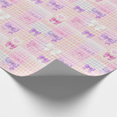 Gingham Coquette Bows Baby shower Meisjes Verjaard Cadeaupapier (Hoek)