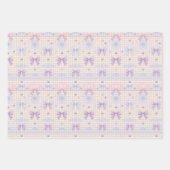 Gingham Coquette Bows Baby shower Meisjes Verjaard Inpakpapier Vel (Voorkant 2)