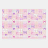 Gingham Coquette Bows Baby shower Meisjes Verjaard Inpakpapier Vel (Voorkant)