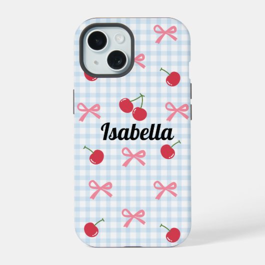 Gingham Coquette Strik iPhone Hoesje 15 Case (Achterkant)