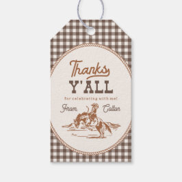 Gingham Cowboy Bedankt Label Cadeaulabel
