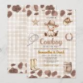 Gingham Cowboy is on the Way Baby Shower  Kaart (Voorkant / Achterkant)