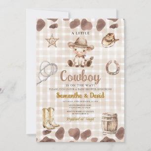 Gingham Cowboy is op komst Baby Shower Kaart