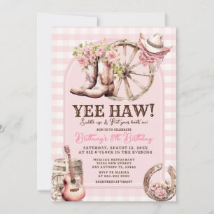 Gingham Cowgirl Western 8ste verjaardag Kaart