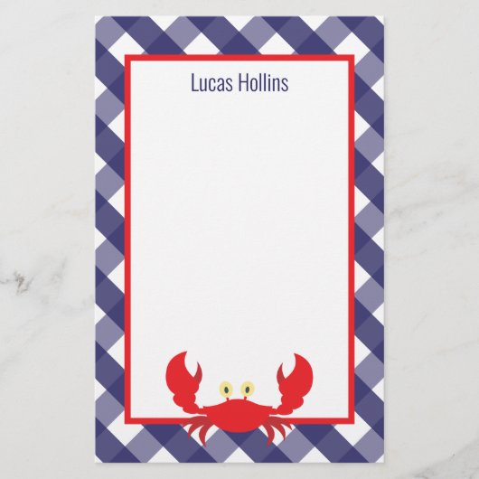 Gingham Crab - Aangepaste schrijfbenodigdheden (Voorkant)