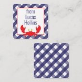 Gingham Crab Gepersonaliseerde Gift Enclosure Kaar Notitiekaartje (Voorkant / Achterkant)