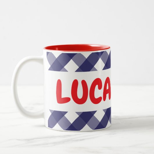 Gingham Crab gepersonaliseerde mok (Links)