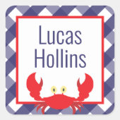 Gingham Crab gepersonaliseerde Stickers (Voorkant)