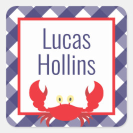 Gingham Crab gepersonaliseerde Stickers