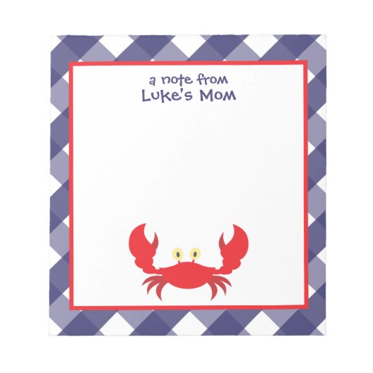 Gingham Crab Persoonlijk Notitieblok (Voorkant)