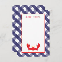 Gingham Crab Persoonlijke notitiekaarten