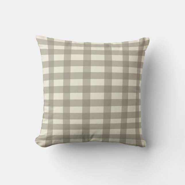 Gingham Cream and Toffee Kussen (Voorkant)