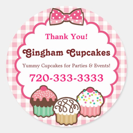 Gingham Cupcakes Stickers (Voorkant)