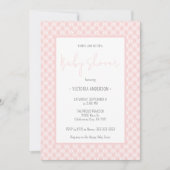 Gingham Cute Pastel Pink Girl Baby shower Kaart (Voorkant)