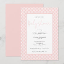 Gingham Cute Pastel Pink Girl Baby shower